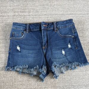 Tractr Denim Blue Distressed Girls Shorts